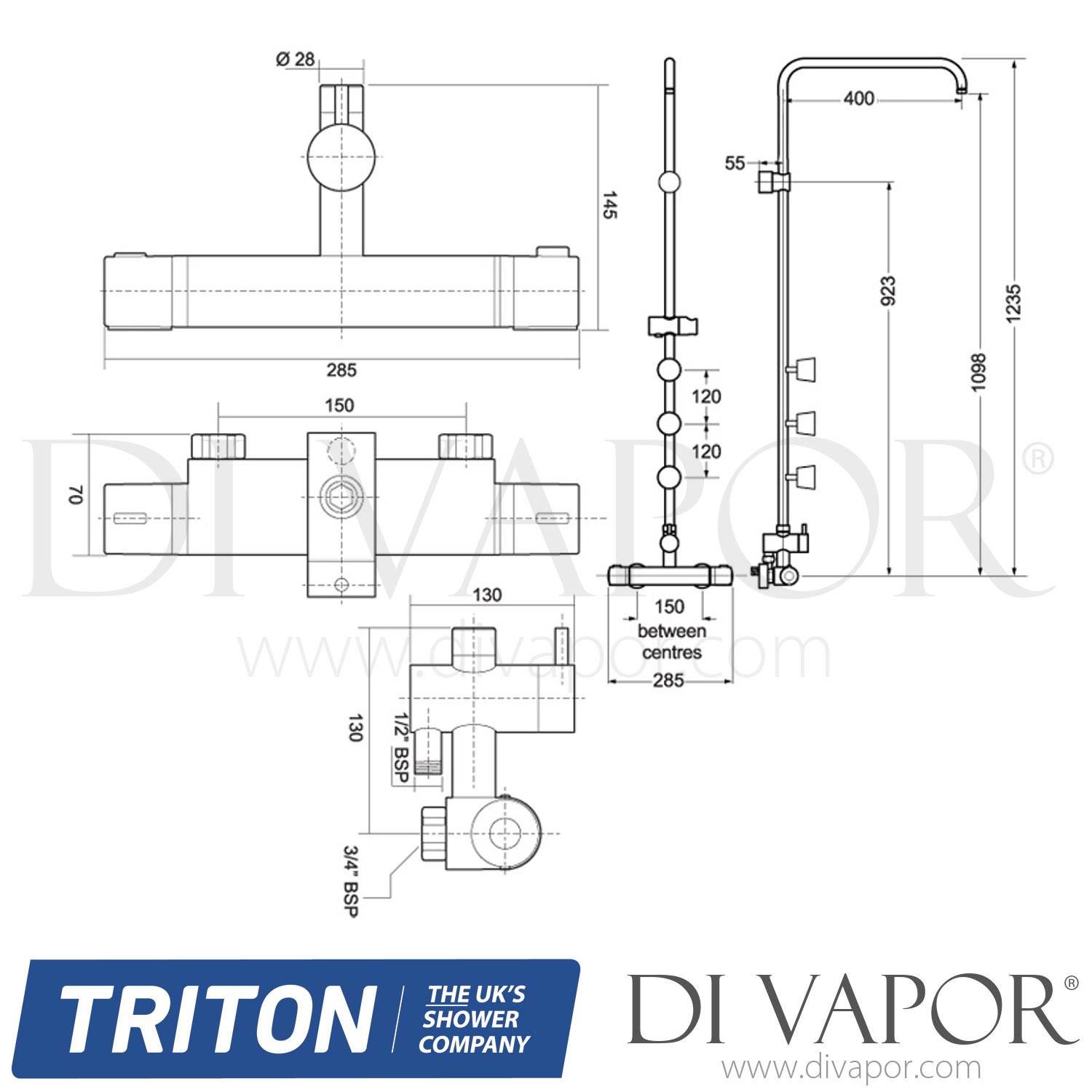 Triton Nene Bar Mixer Shower with Diverter March 2018 Spare Parts